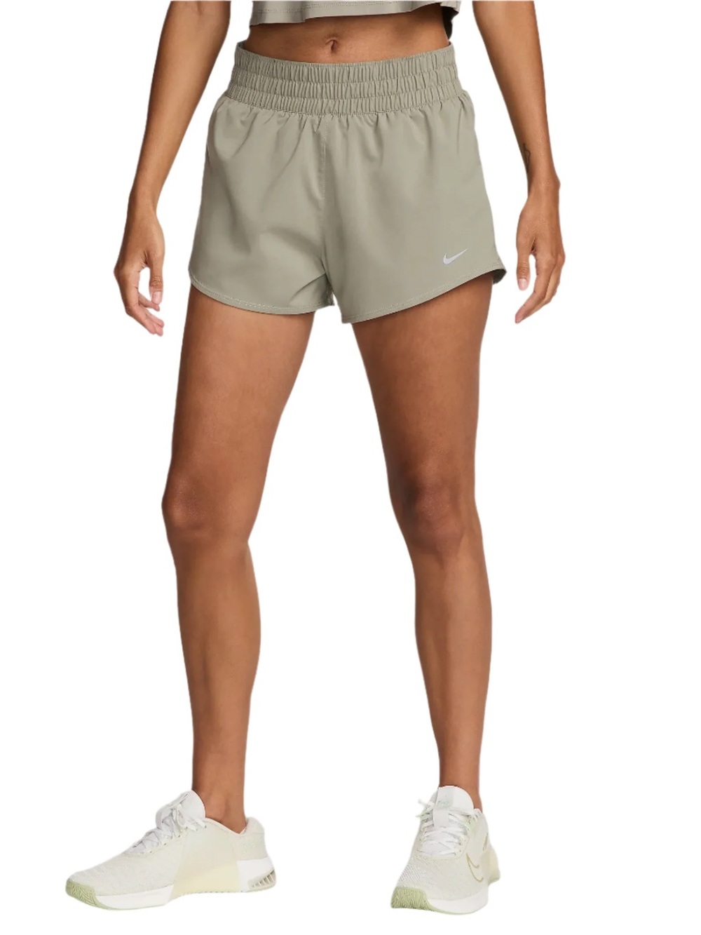 Nike Women's One Dri-FIT Mid-Rise 3" Brief-Lined Shorts - Light Army Green